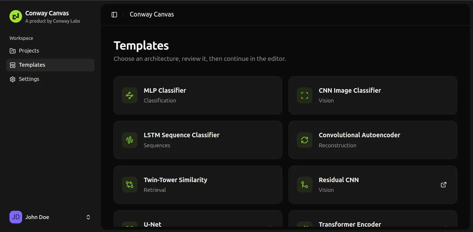 Sample screenshot of the canvas